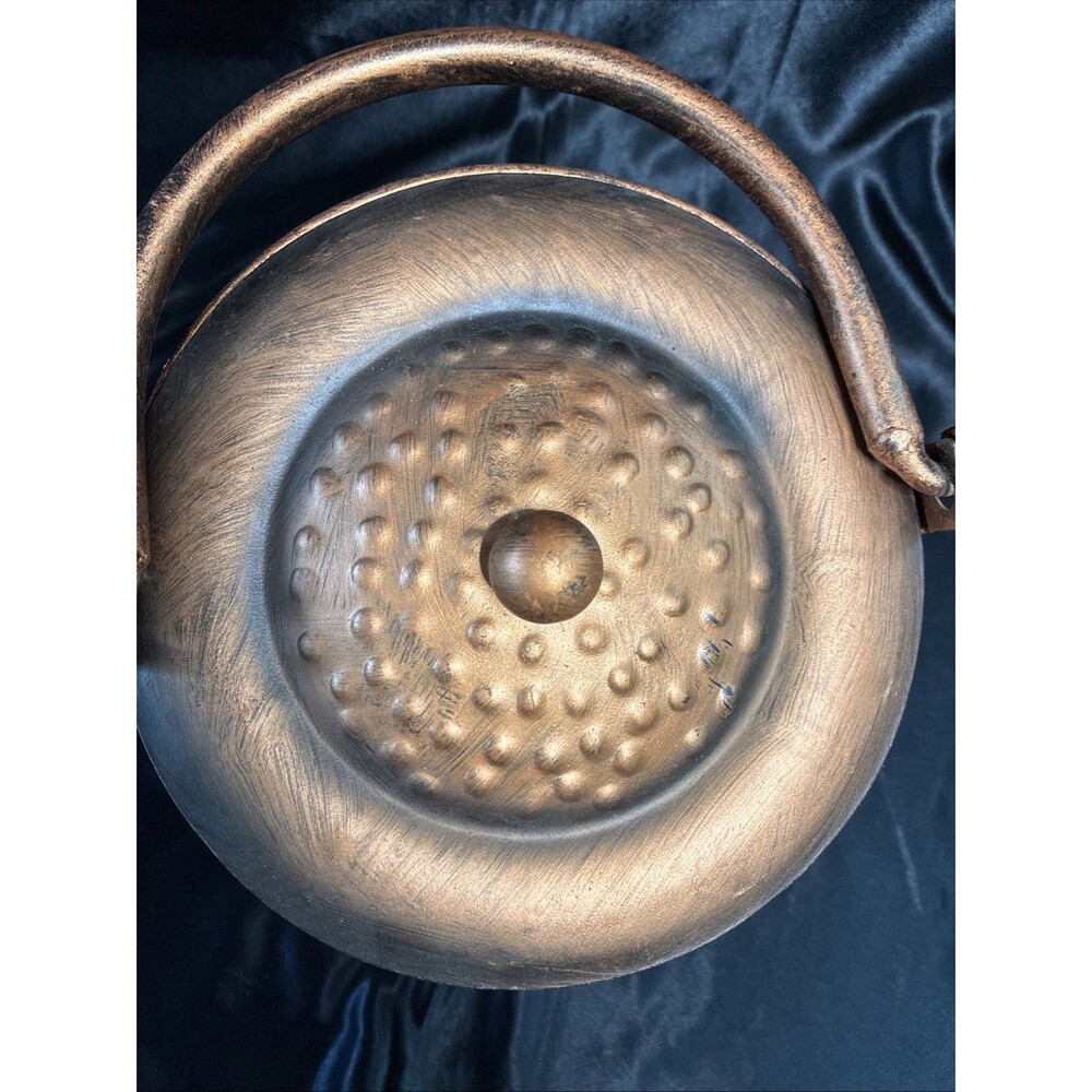 Hammered Copper JackoLantern Metal Bucket & Lid Halloween Pumpkin Candy Cauldron - Picture 13 of 14